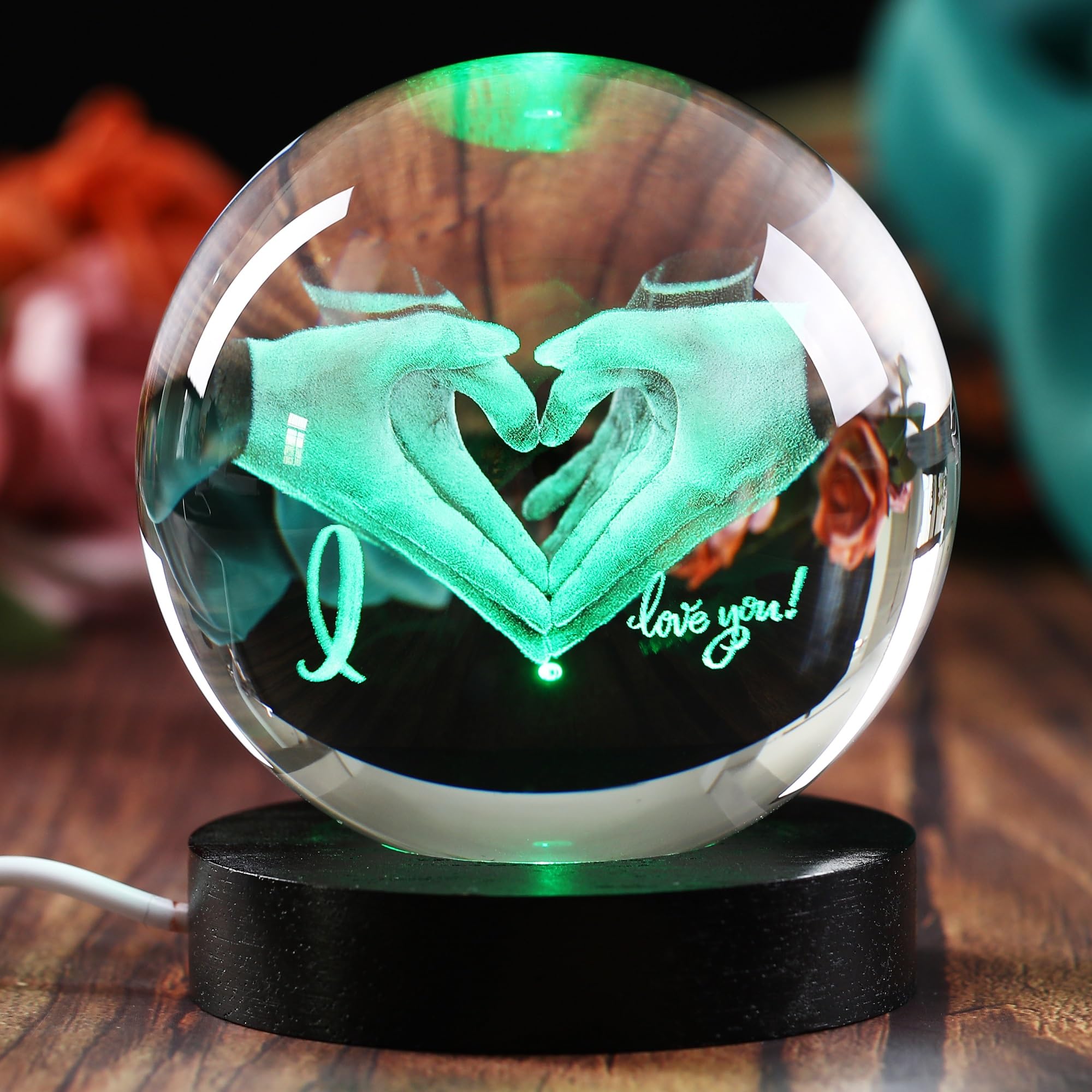 YouerCrystal Love Heart Crystal Decor - Heart Hands in Crystal