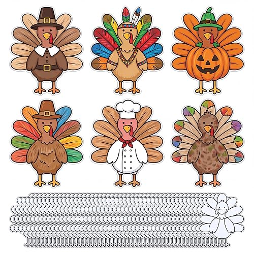 Silipull 48 Pcs Disguise a Turkey Crafts Kits for Kids,