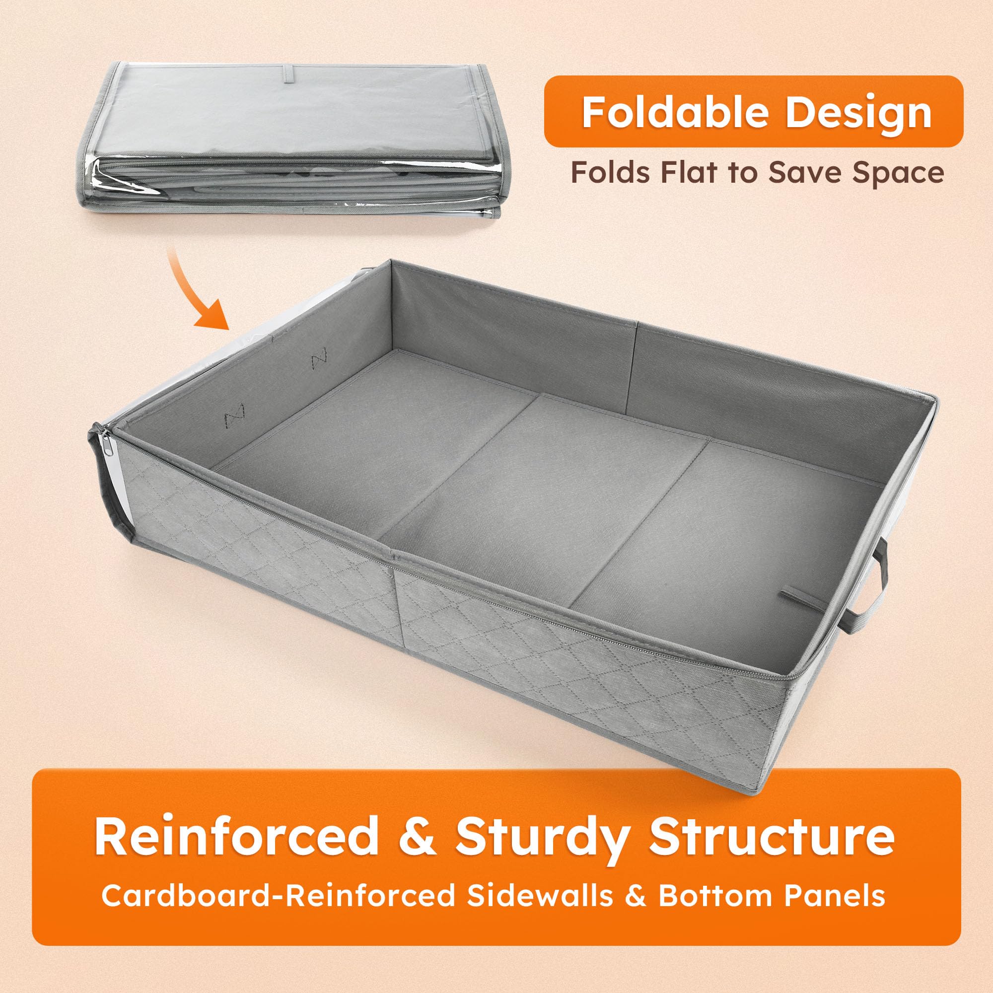 LotFancy - Contenitori sotto il letto, confezione da 2, 61 x 40 x 15 cm
