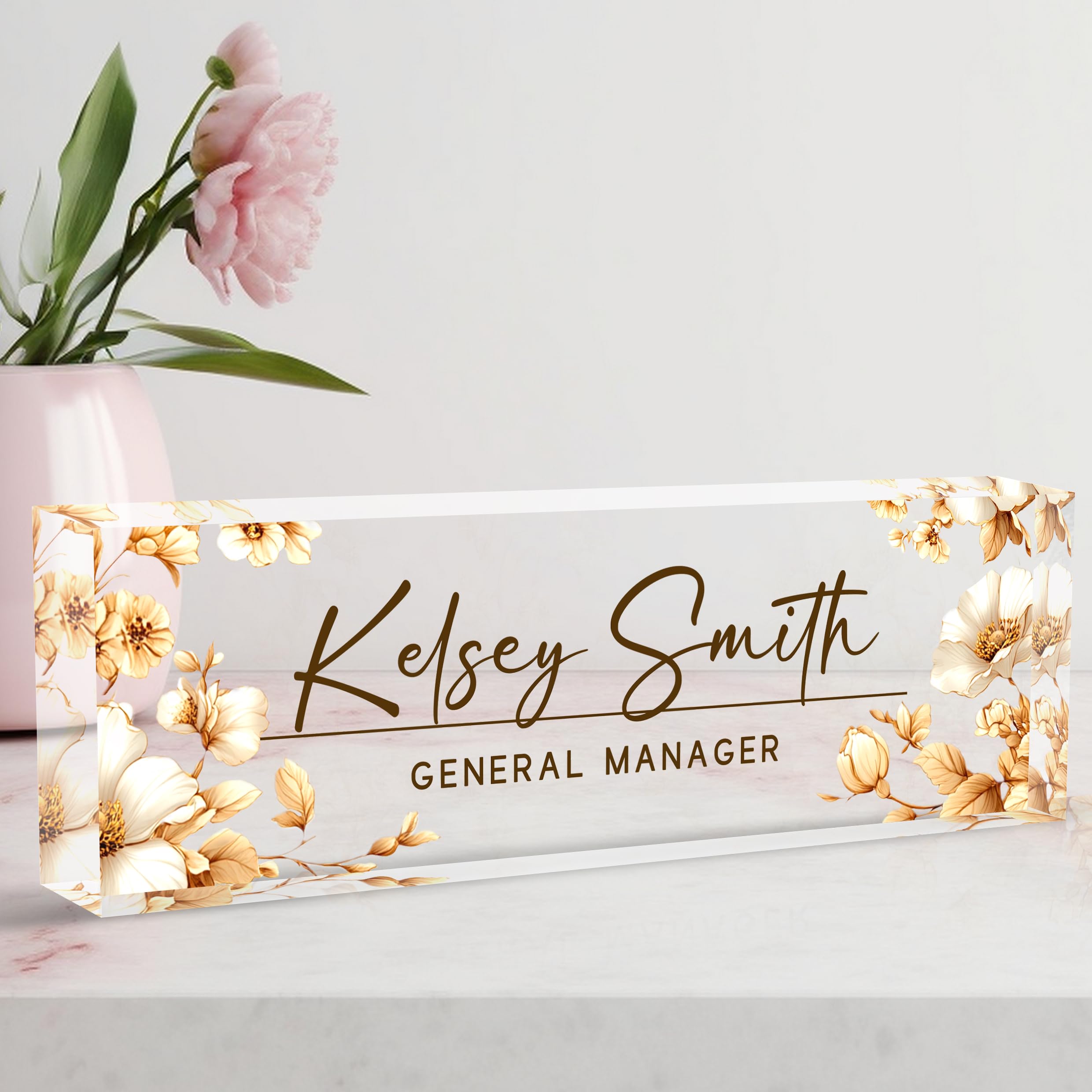 Custom Desk Name Plate Personalized, Acrylic Name Plate for Desk, Office Desk Decor for Women and Men, Employee Appreciation Gifts Office Gifts for Boss, Manager, Teacher, Nurse