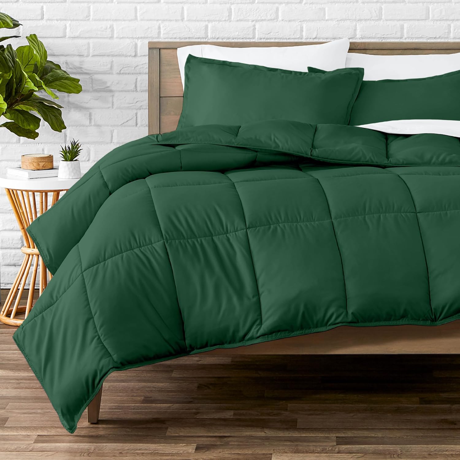 Bare Home Comforter Set - Full Size - Ultra-Soft - Goose Down Alternative - Premium 1800 Series - All Season Warmth (Full, Forest Green) Full 22 - Forest Green