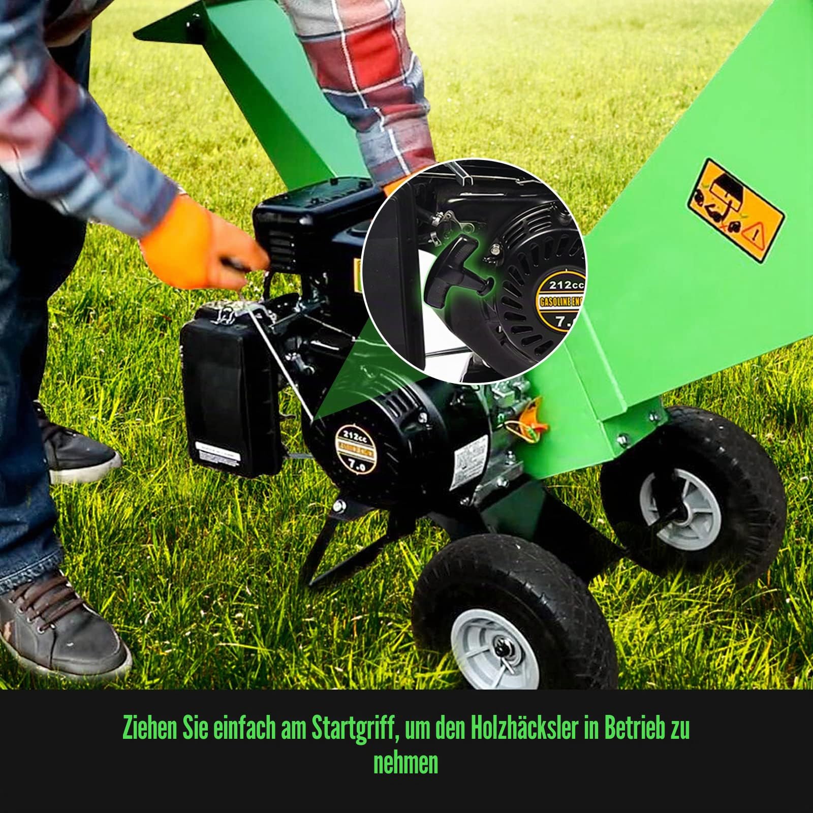 R30 Benzin Häcksler, 7 PS 212 CCM 4-Takt Benzinmotor, max. 76 mm Aststärke