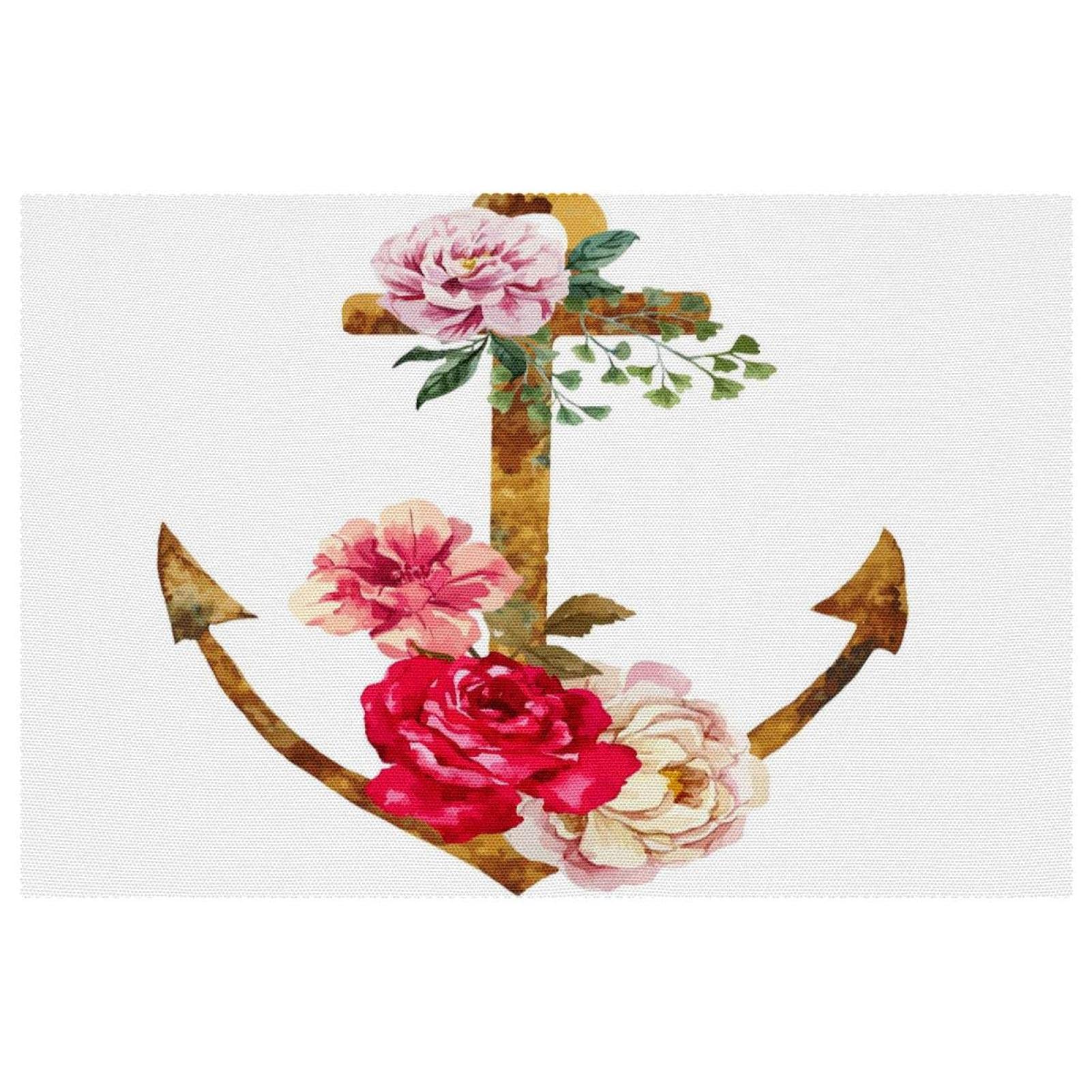 Sets de table Oxford motif fleurs rouillées Anchor x4