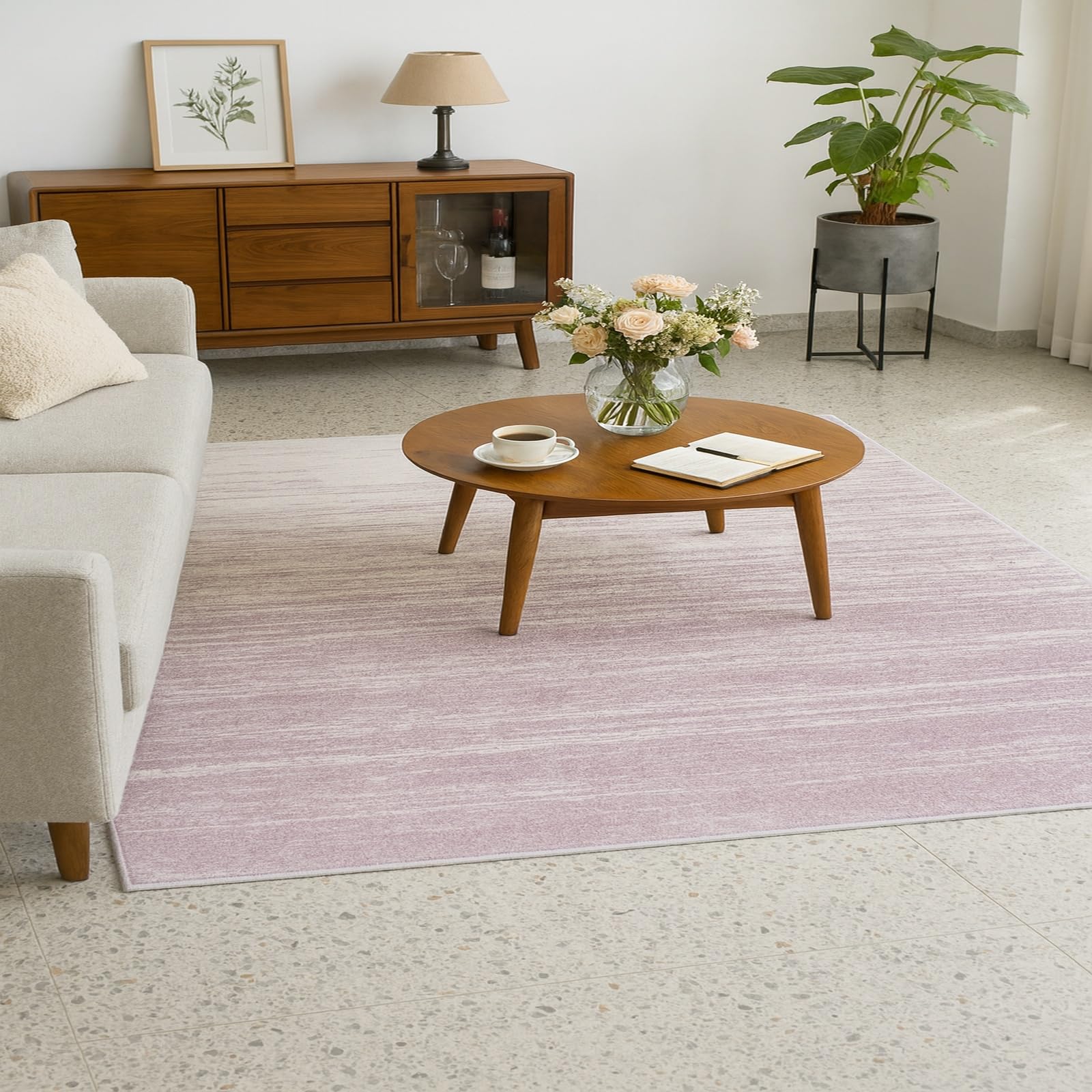 Tapis lavable 200x290 cm antidérapant et moelleux pour salon
