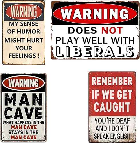 4 letreros de garaje vintage divertidos para decoración de habitación, letrero de barra personalizado para decoración de cueva, decoración de cueva,