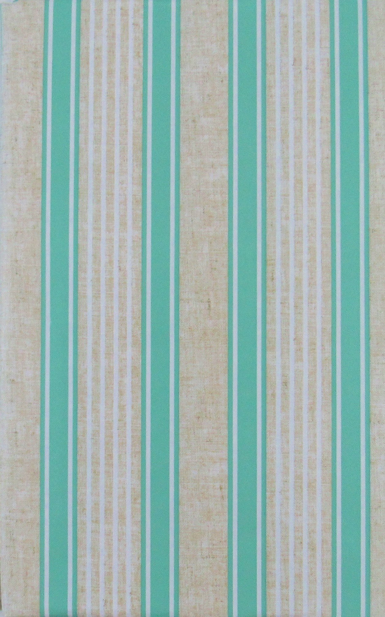Summer Fun Sandy Stripes Vinyl Flannel Back Tablecloth (Seafoam Green, 52" x 52" Square)
