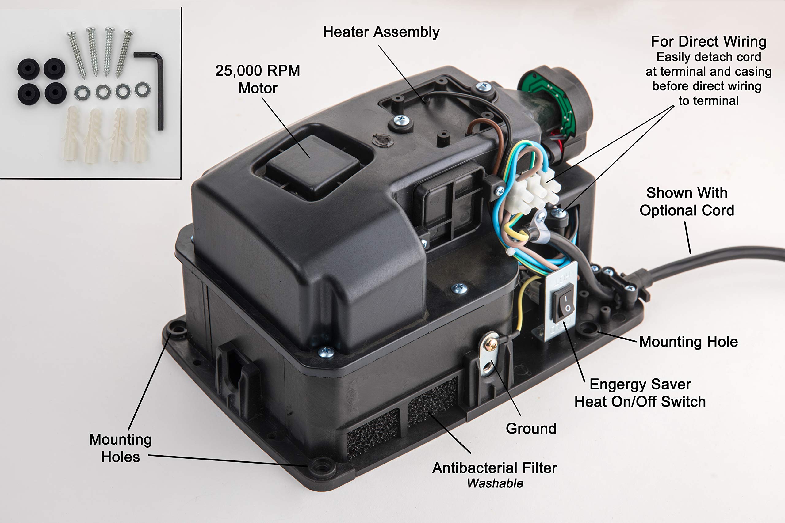 EnBath Commercial Hand Dryer (224 mph) Automatic Electric Hand Dryers