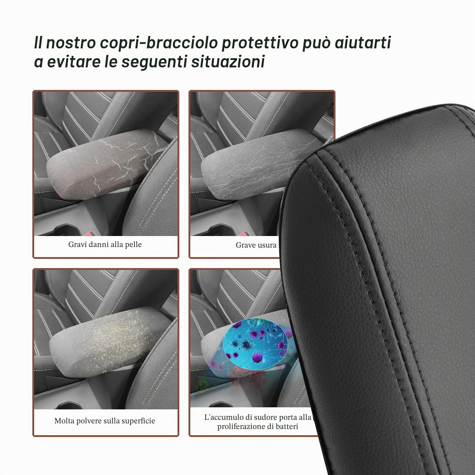 SKTU Copri per Braccioli compatibile con Dacia Sandero III Stepway Jogger 2021-2024 2025 in PU Pelle per Bracciolo Centrale