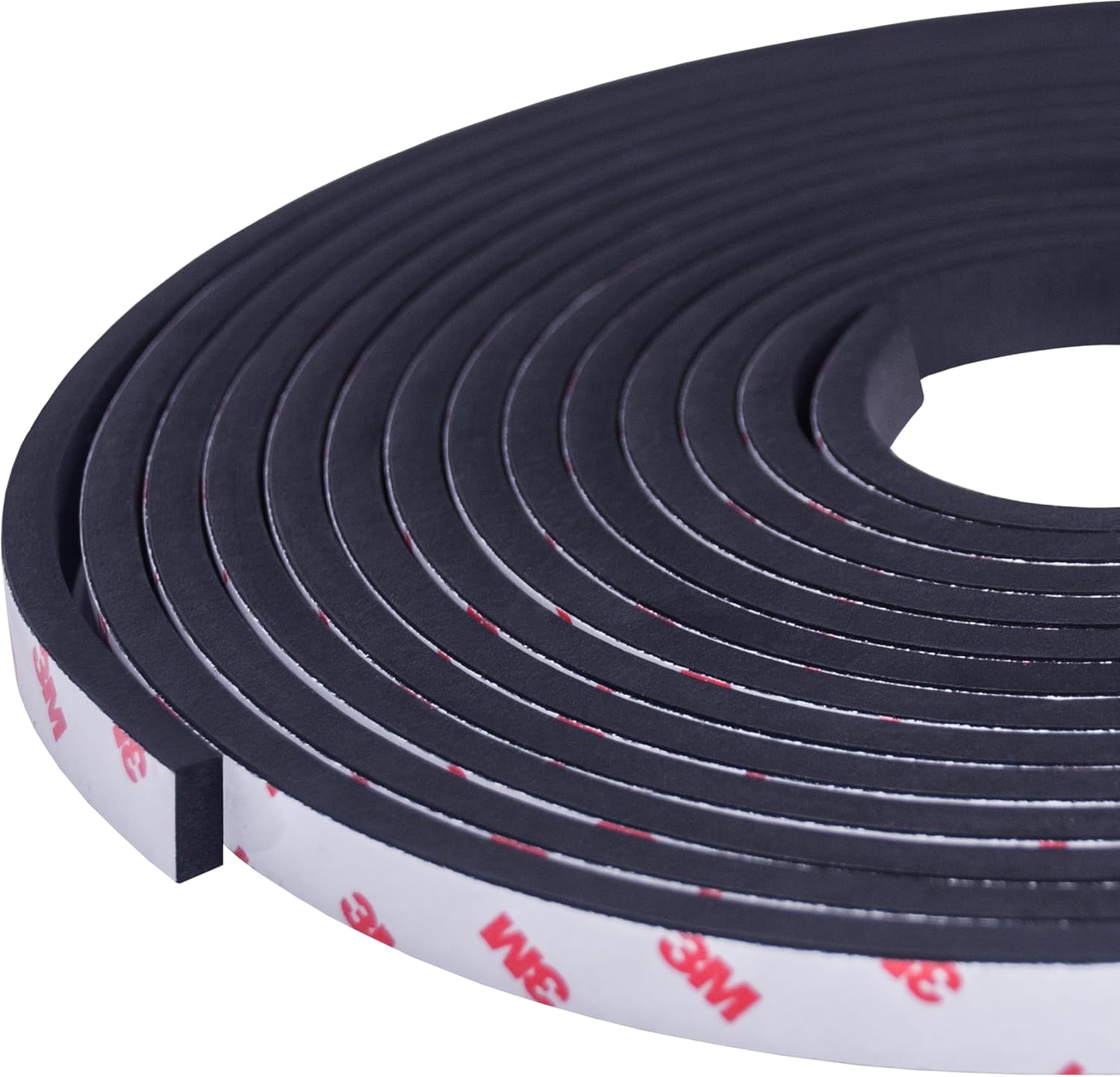 Neoprene Waterproof Rubber Foam 1/2” (w) x 1/4” (h) x 24 feet Long Weather Stripping Door Seal Insulation Shock-Absorbing 3M Self-Adhesive Tape for Door Frames, Windows – Black, 1 Continuous Roll