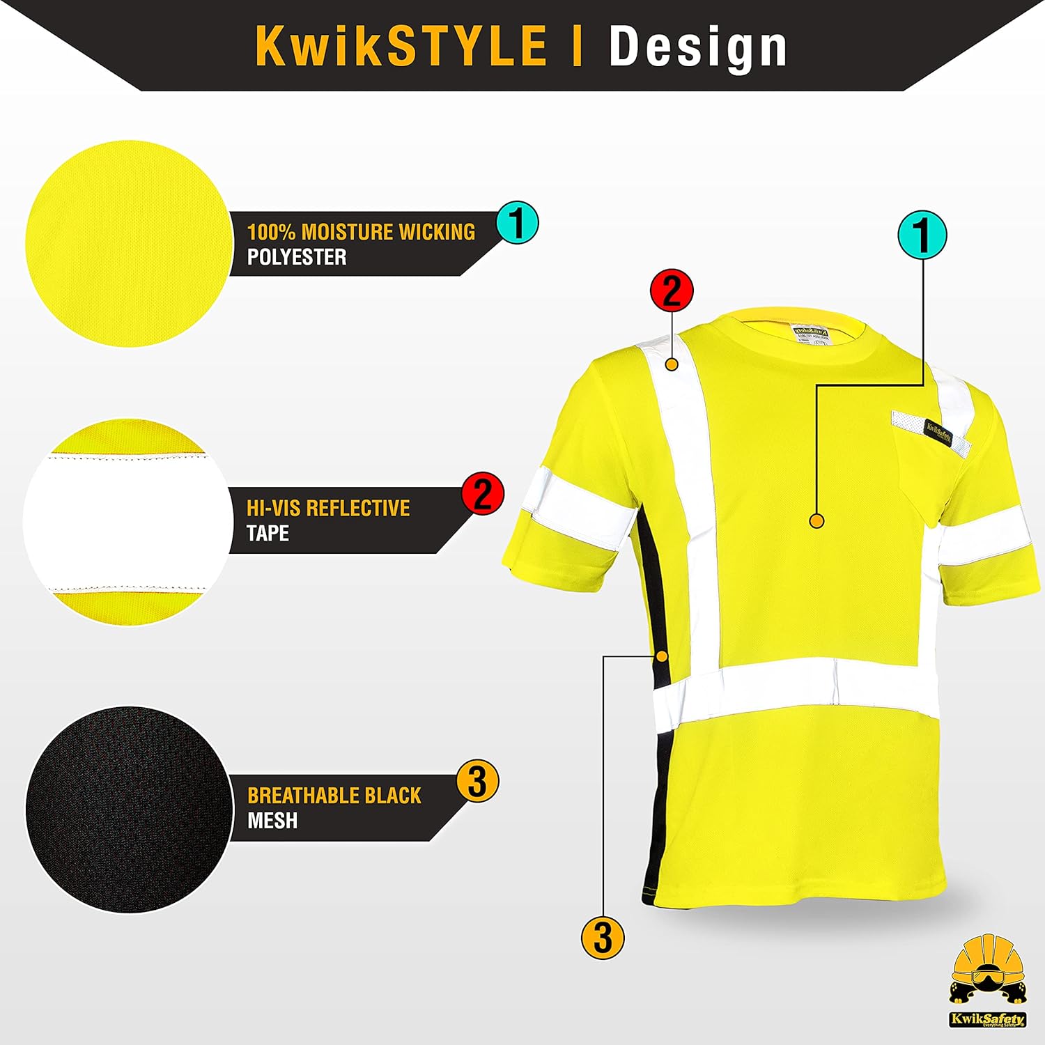 KwikSafety - Charlotte, NC - Operator Short Sleeve Safety Shirt [Solid Reflective Tape] Class 2 ANSI OSHA Compliant - Image 3