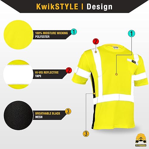Miniatura 2 de KwikSafety - Charlotte, NC - Operator Short Sleeve Safety Shirt Solid Reflective Tape Class 2 ANSI OSHA Compliant