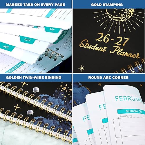 Miniatura 6 de Agenda escolar 2026-2027 para estudiantes 2026-2027 de julio de 2026 a junio de 2027, 9 x 11 pulgadas, calendario de lecciones semanales académicas