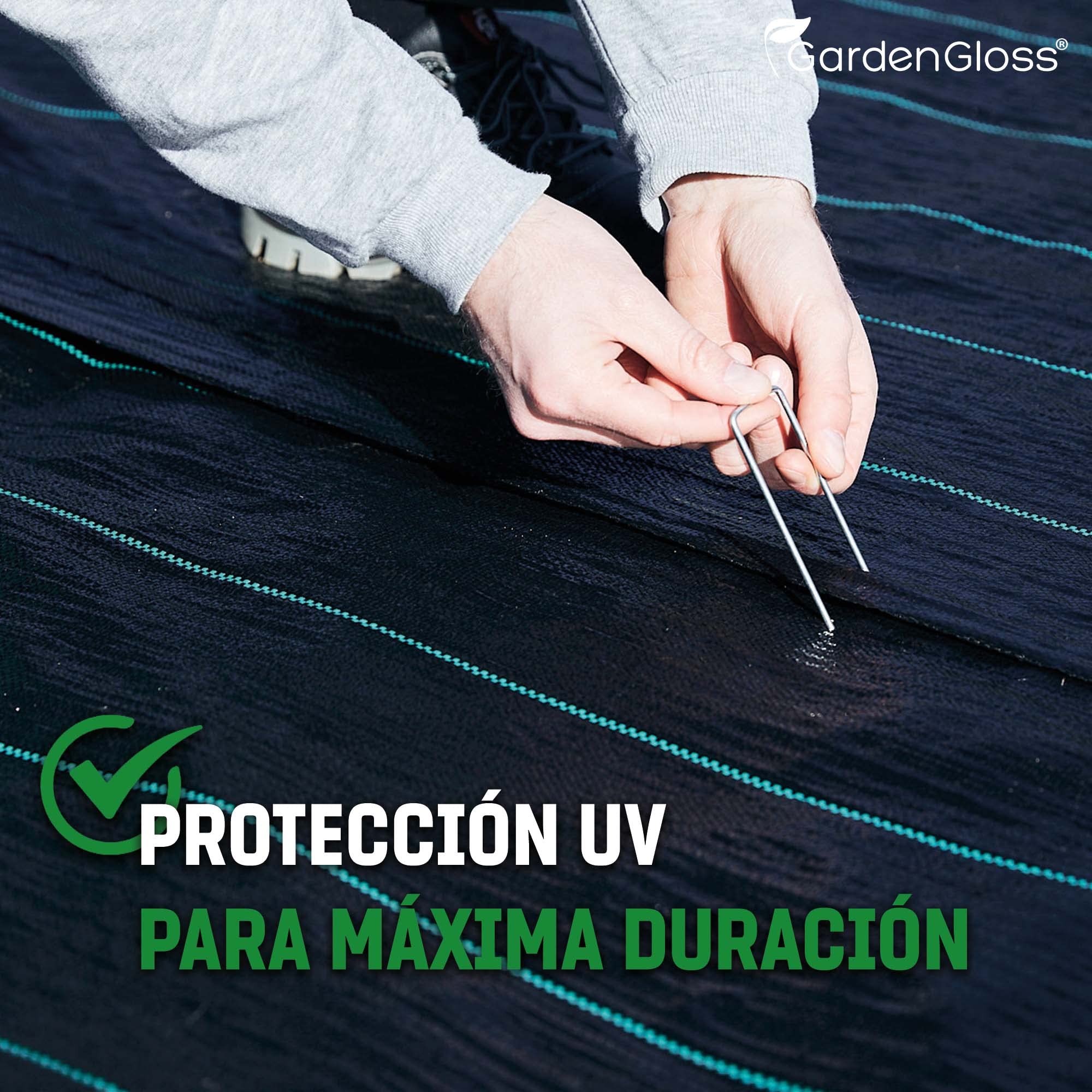 GardenGloss 50m² Malla Antihierbas 100g/m² - Permeable al Agua y Estable a los Rayos UV - Geotextil Resistente al desgarro para Jardín - Tela Antihierba contra Las Malas Hierbas (50m x 1m, 1 Rollo)