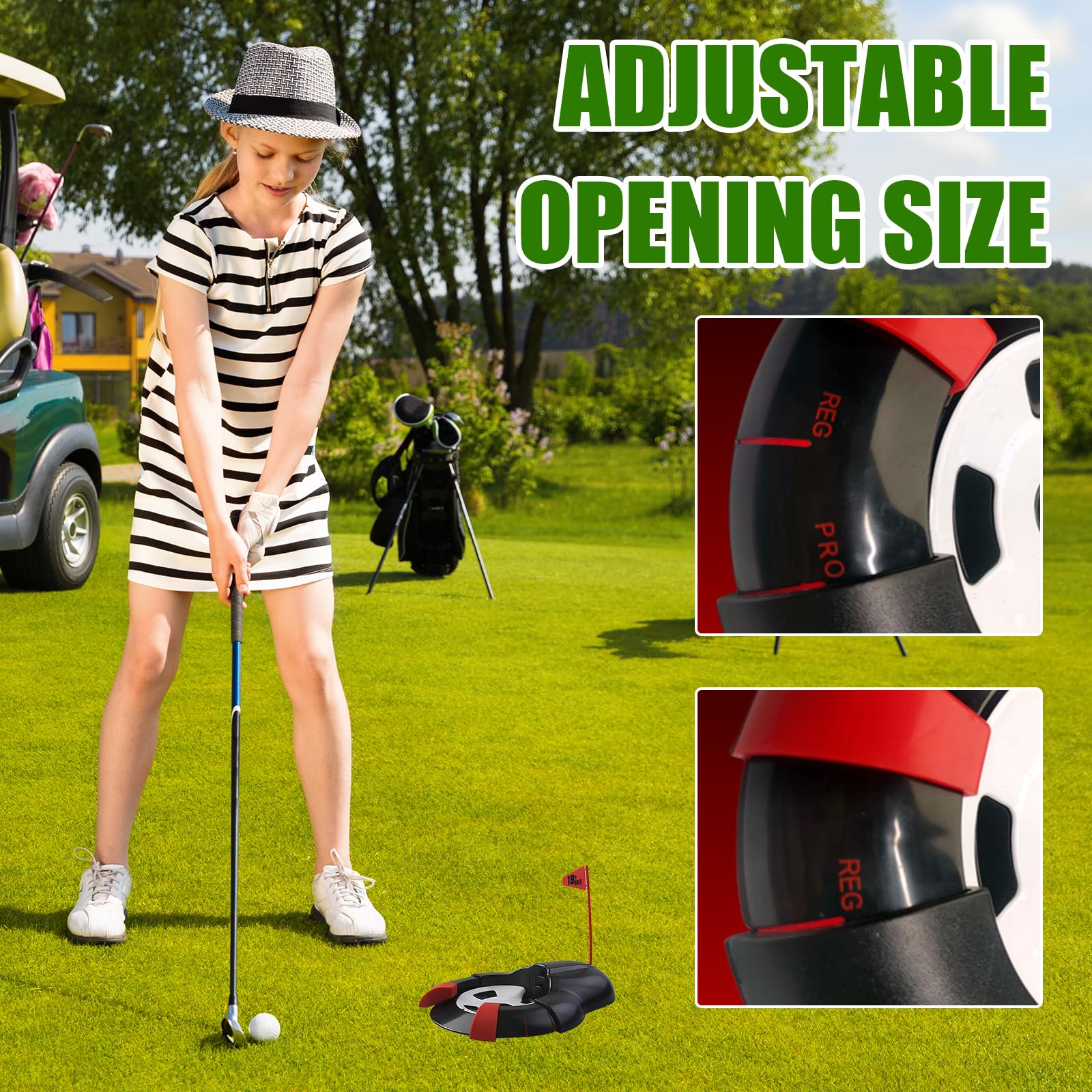 Réceptacle à Balles de Golf Automatique avec Drapeau Rouge, Tasse Mise Automatique, 3 Balles de Golf pour Entraînement Jardin