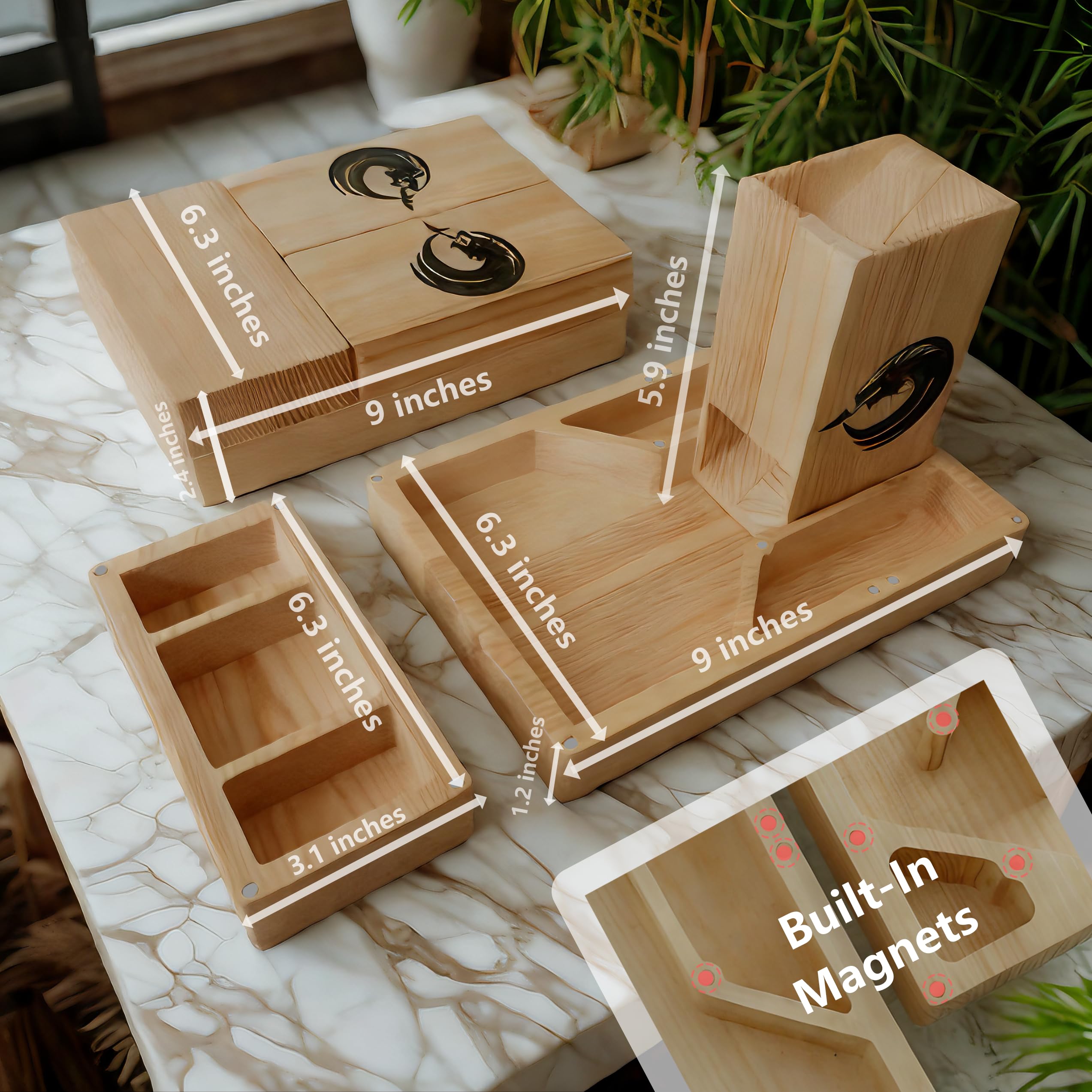 Torre di dadi in legno per DND, torre di dadi con tavole per dadi, torre magnetica portatile per Dungeon and Dragon, Cthulhu, gioco da tavolo e giochi di ruolo
