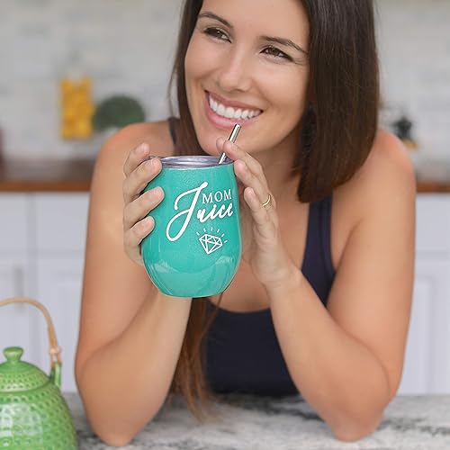 Miniatura 5 de Mom Stainless Steel Wine Tumbler - 12oz with Steel Straw, BPA Free Lid, & Straw Cleaning Brush - Stemless Insulated Wine Tumbler with Lid - Gift for