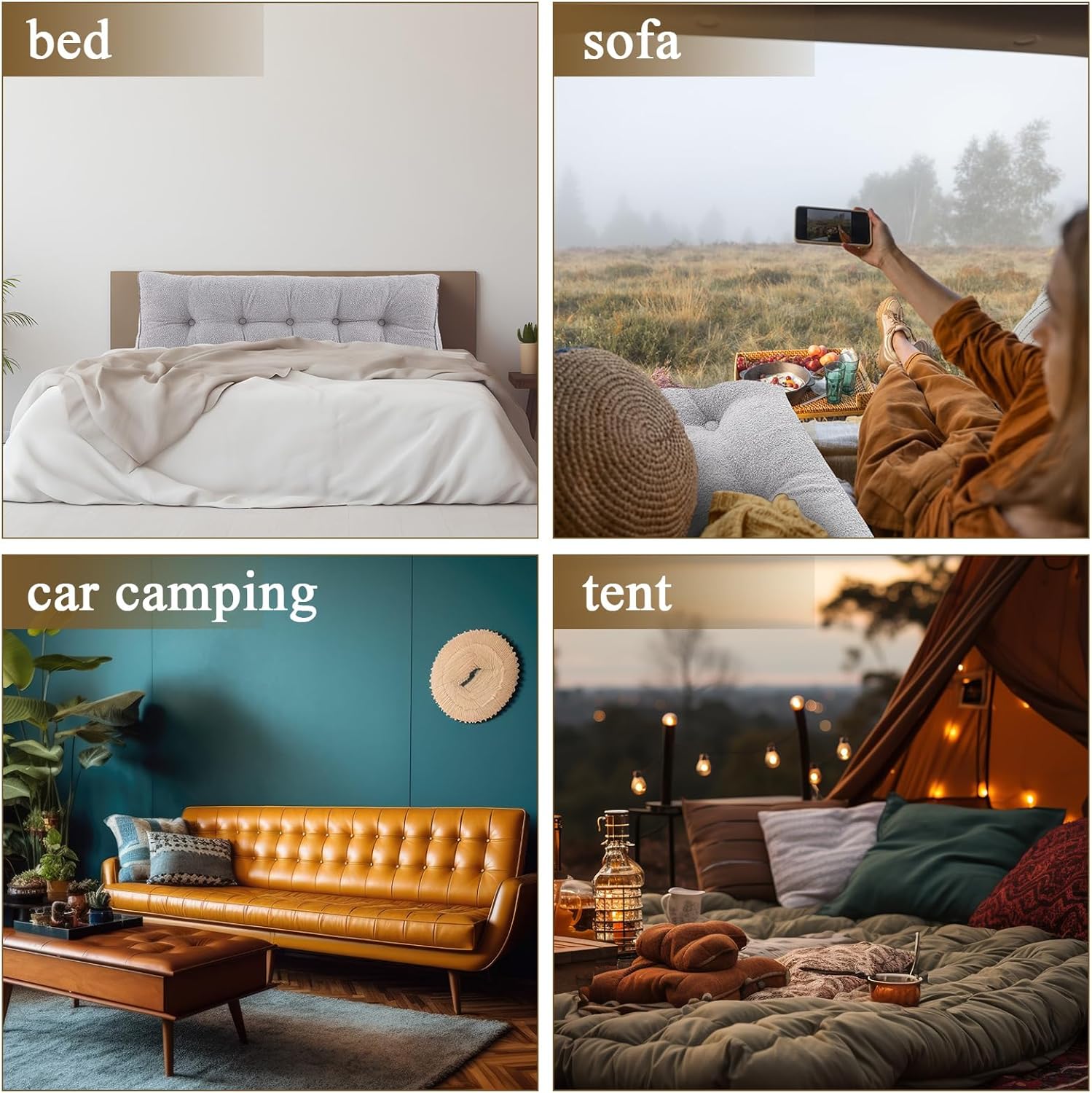 Wenqik Triangular Headboard Wedge Pillow Fleece Backrest Bedside Cushion Pillow Queen Size Support Pillow for Sitting up in Bed Bolster Pillow for Reading with Removable Cover, 59 x 20 x 8 Inch