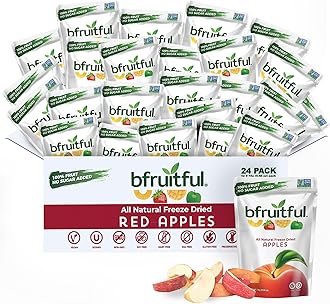 bfruitful Freeze-Dried Apple, Freeze Dried Fresh Fruit Bites, Gluten Free, Vegan, Dairy Free, Kosher, No Sugar Added, Non GMO, Healthy Snacks for Kids or Adults, 0.56 oz Single-Serve Snack Packets, 24 Pack