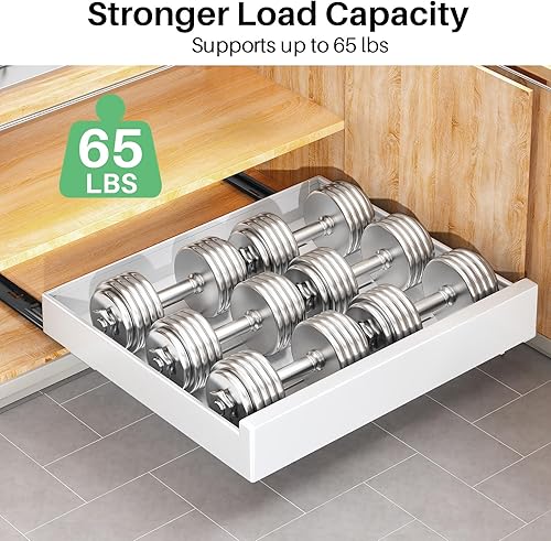 Miniatura 5 de Organizador de gabinete extraíble, 21 pulgadas de profundidad, organizador de cajones deslizantes para armarios de cocina, organizadores debajo del