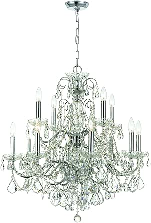 Imperial 12 Light Hand Cut Crystal Polished Chrome Chandelier