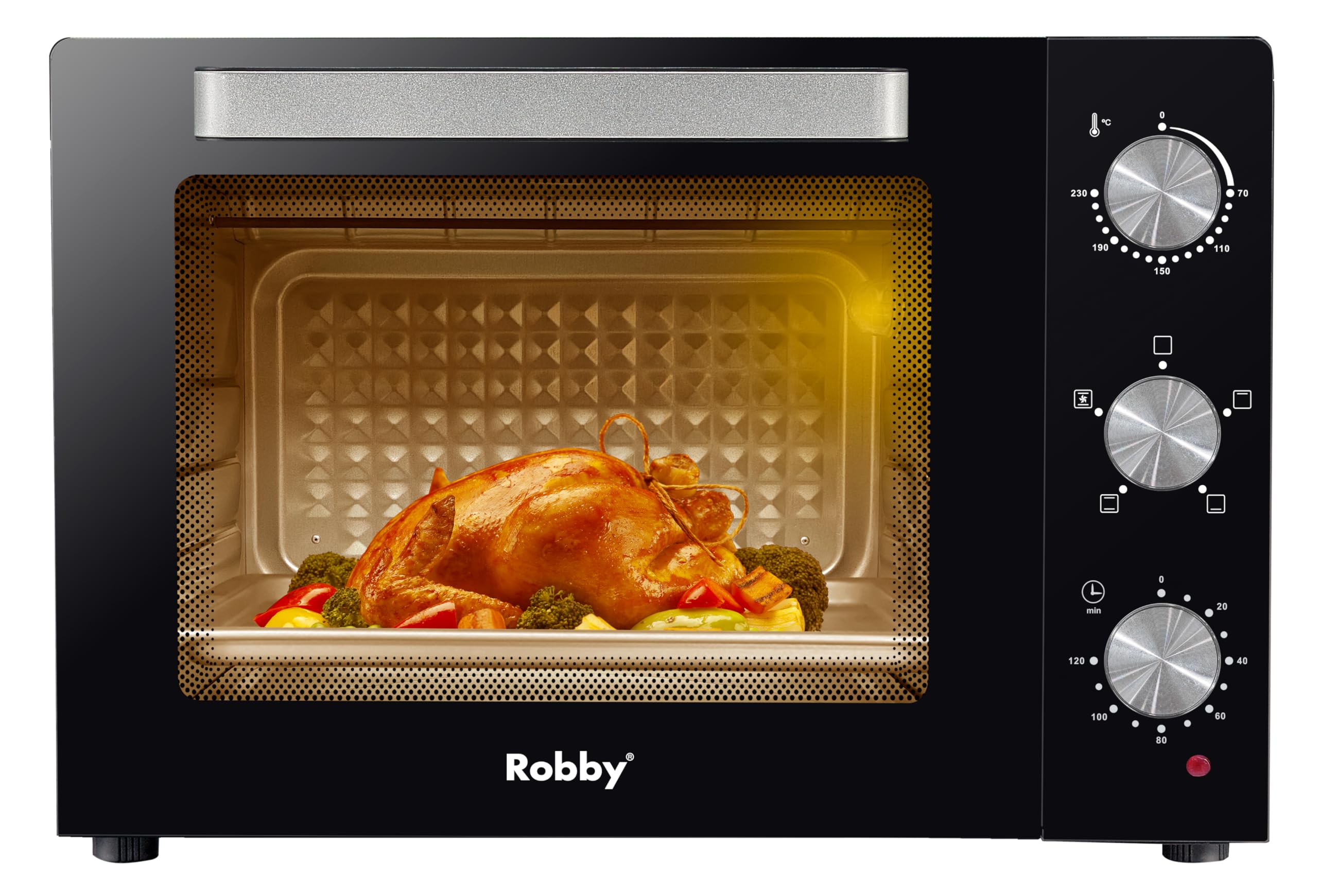 four chaleur tournante 55l 2200w - lumière - cavité diamant - Robby - romf55b