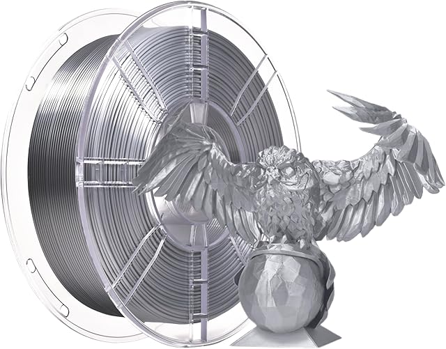 PLA Plus (PLA+) Shiny Silk filament do drukarki 3D, 1,75 mm, Silk PLA+ filament 1,75 wymiarowa dokładność +/- 0,02 mm, szpula 1 kg do drukarki 3D FDM (srebrny jedwab)