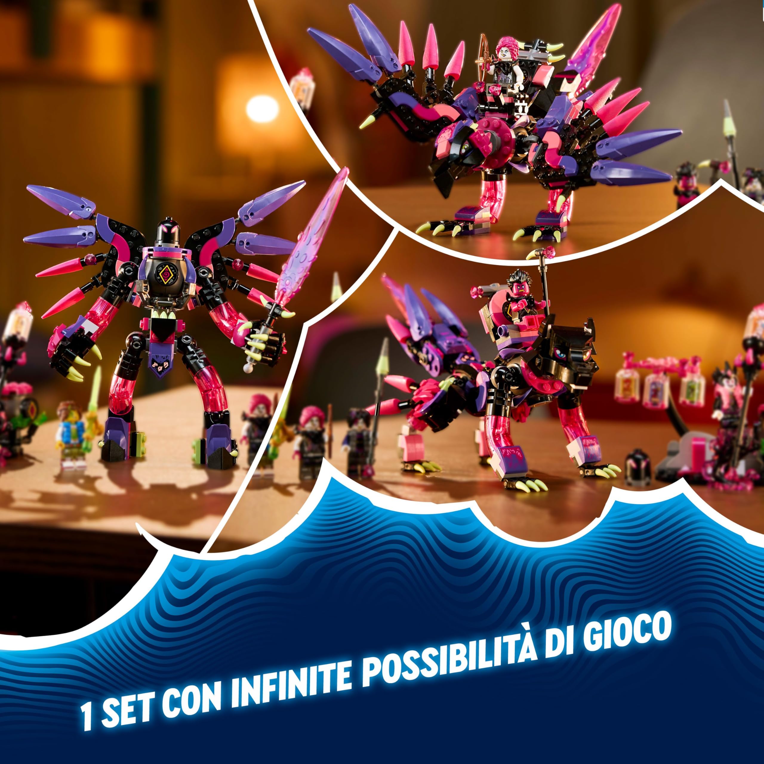 LEGO DREAMZzz 3 in 1 Le Creature da Incubo della Mai-Strega, Set con Minifigure e Animali Giocattolo da Costruire come Lupo e Corvo, Giochi Creativi per Bambine e Bambini da 9 Anni, Idea Regalo 71483