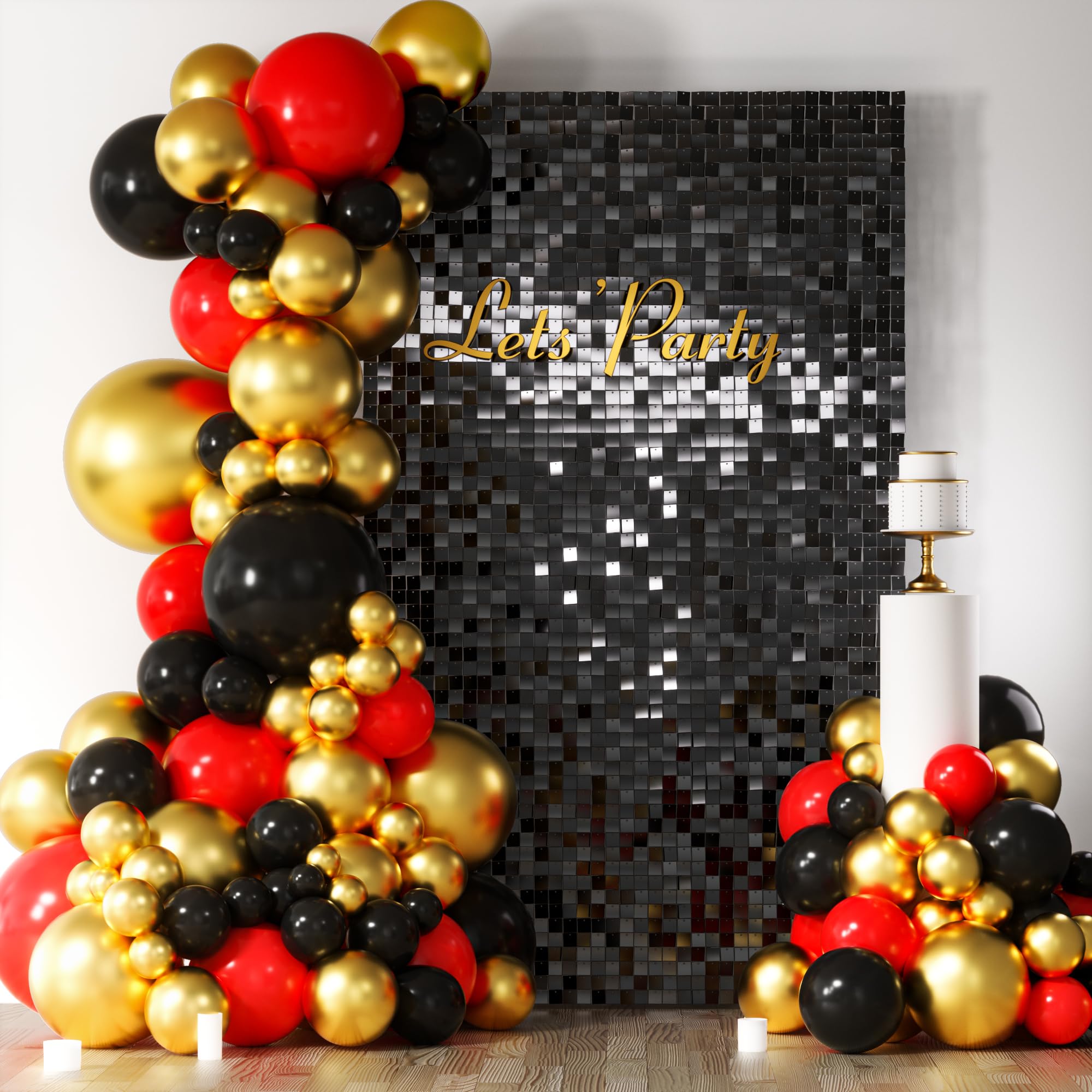 COKAOBE LiteGrid Series Shimmer Wall Backdrop - 18Pcs Black