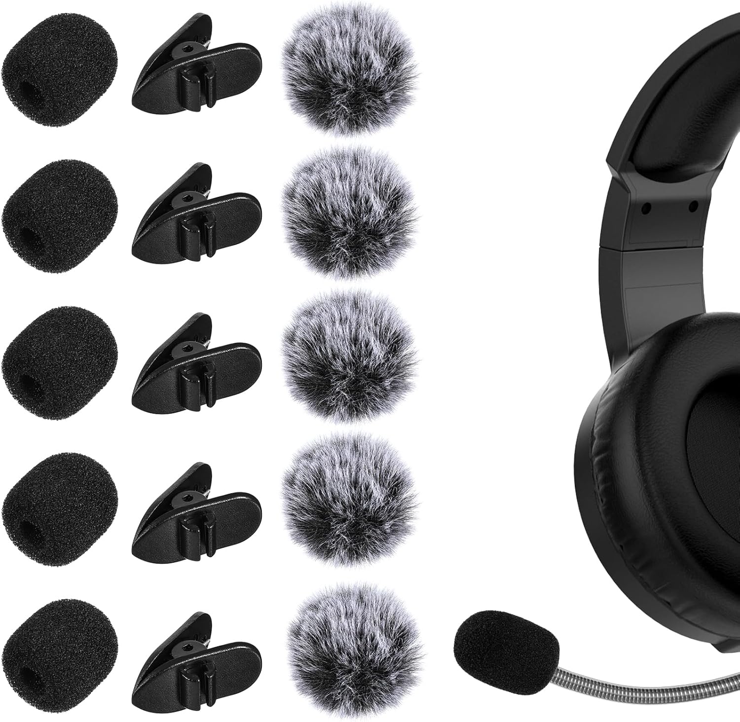 15Pcs Mini Wireless Furry Windscreen Foam Cover Set for Lavalier Microphone Wind Muff Foam Mic Cover with Clip to Reduce Plosive and Better Highlight Vocals Pop Filter Washable Windproof Wind Screen