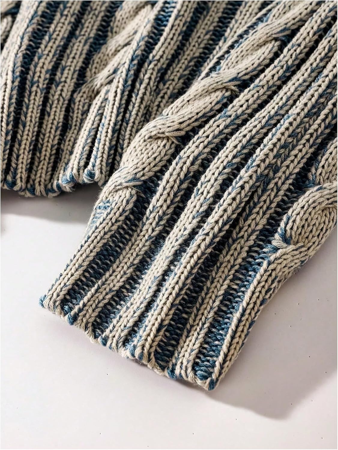 Men's Cable Knit Sweater Crewneck Long Sleeve Pullover Sweater Streetwear - Image 5