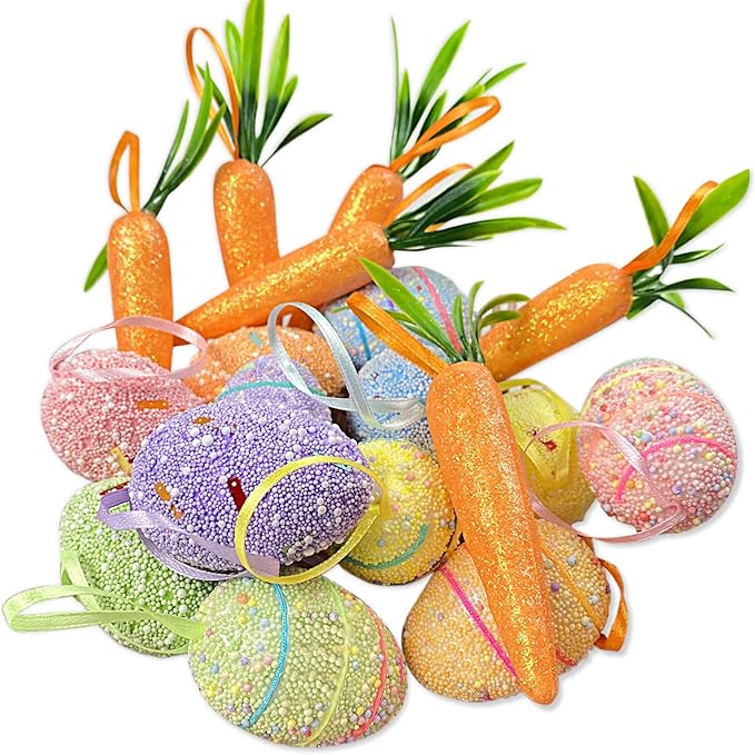 18PCS Easter Egg & Carrot Hanging Ornaments | DIY Easter Decorations