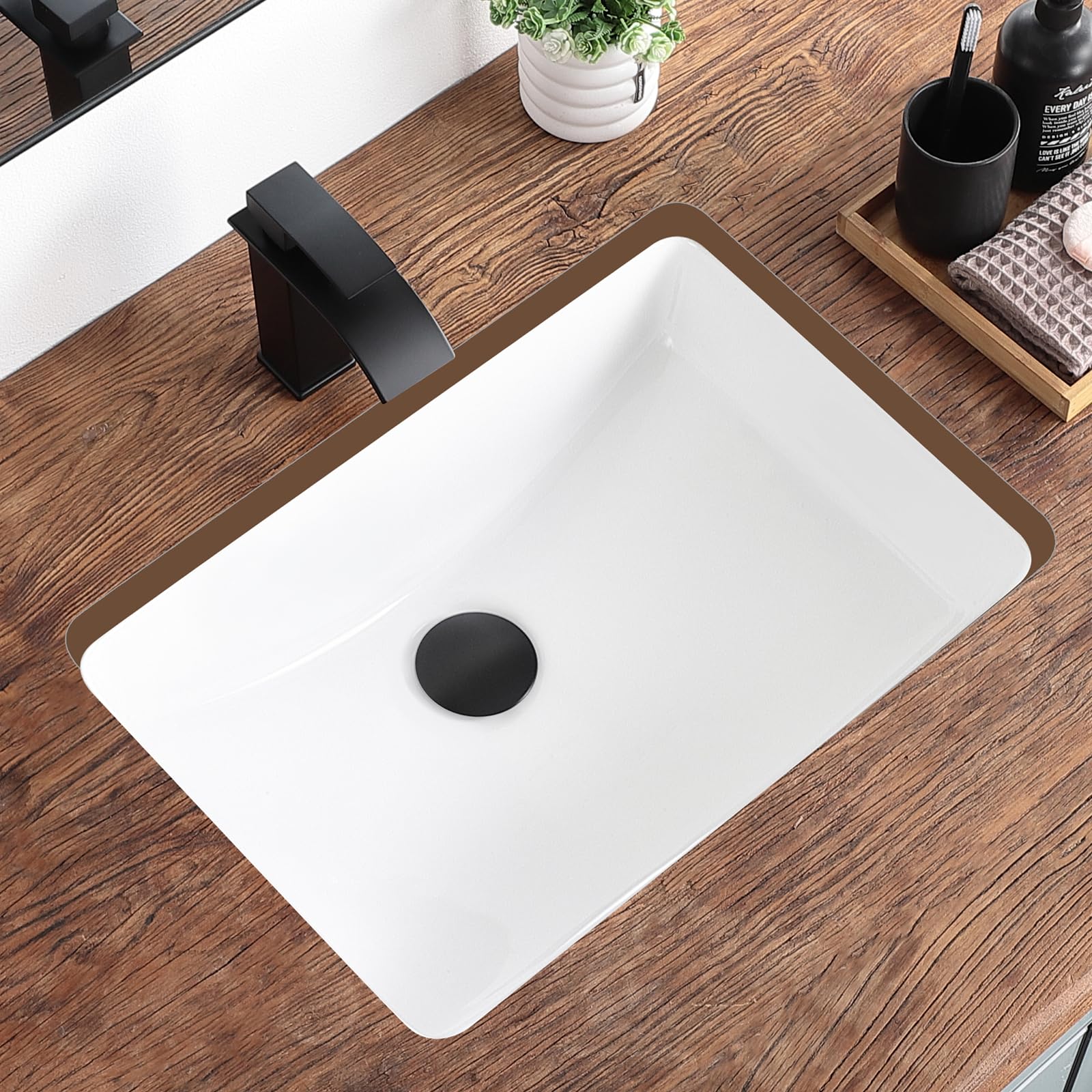 KDKSC 18 Inch Undermount Bathroom Sink White Ceramic