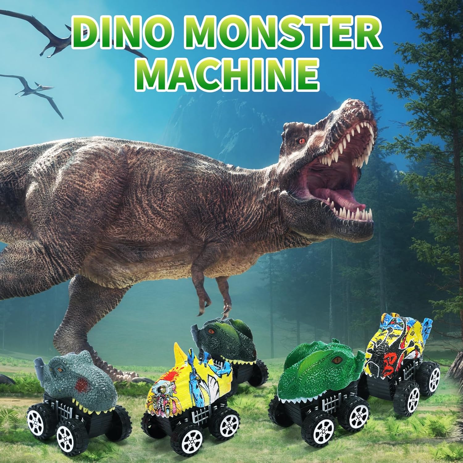 Skirfy 12 Pack Prefilled Easter Eggs with Dinosaur Pull Back Cars Inside Easter Basket Stuffers for Kids Boys Toddlers Party Favor Easter Gift Filled Easter Eggs