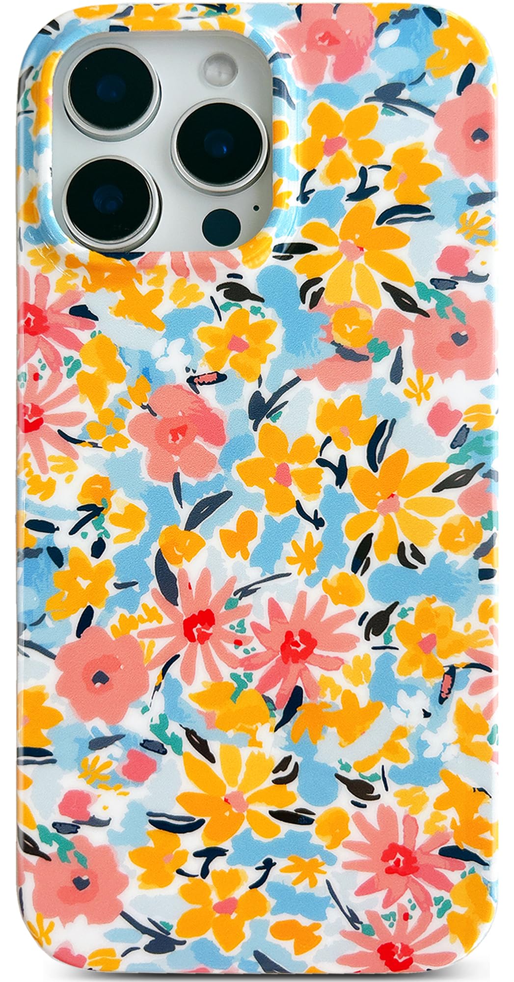 Qokey Compatible for iPhone 16 Pro Case,Cute Garden Flowers Design for Girls Women, Soft Bumper Lightweight Slim Fit Shockproof Non-Yellowing Phone