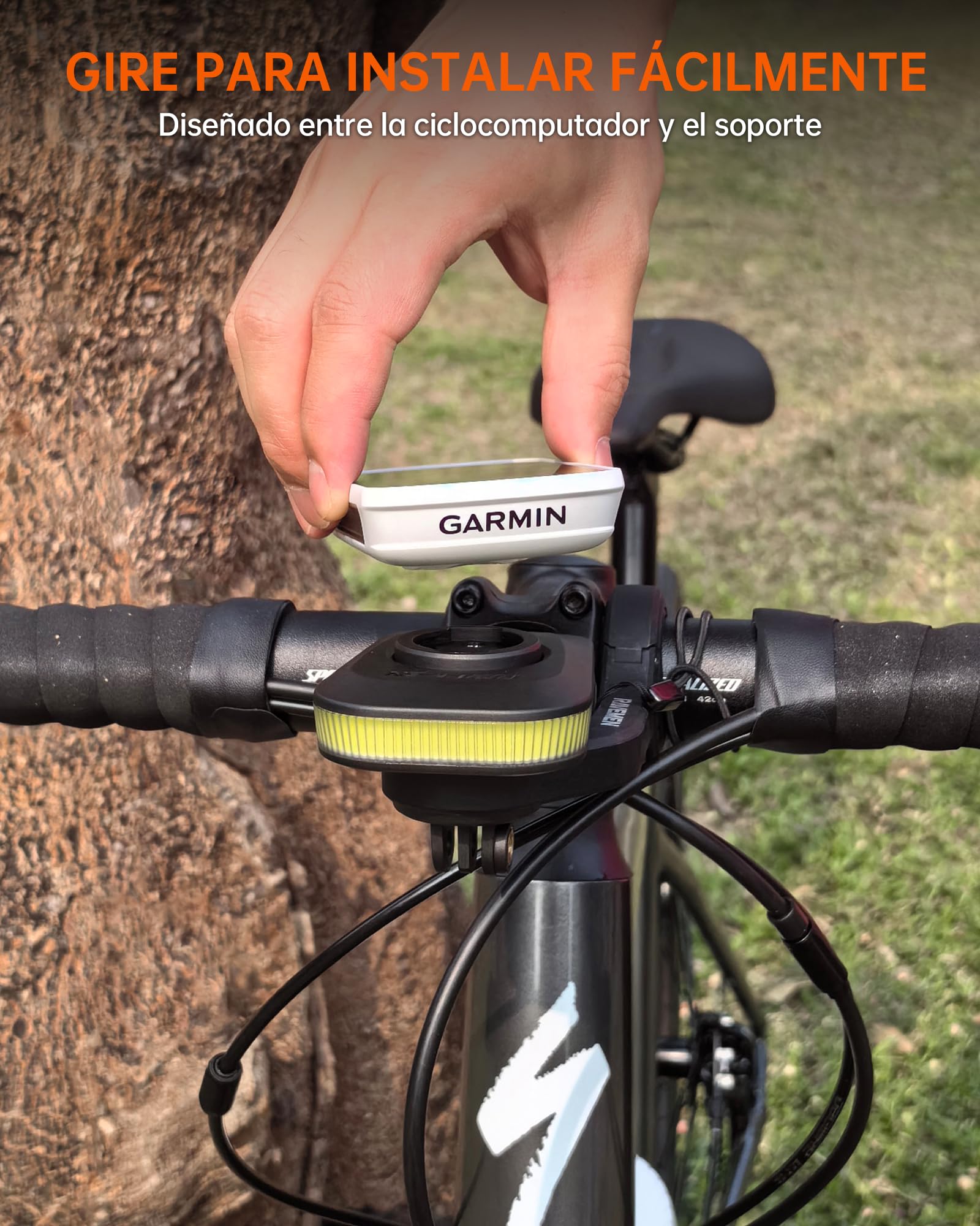 RAVEMEN FR300 Luz Diurna de la Bicicleta Señalización Luz Compatible con Garmin/Wahoo Ciclocomputadores, ON/Off Automático, Visibilidad Lateral USB C IPX6 a Prueba de Agua(Protegido por Patente)