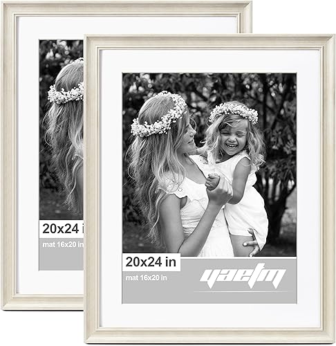 Miniatura 29 de Yaetm Portarretratos dorado de 16 x 20 pulgadas con paspartú de 11 x 14 pulgadas, juego de 4 unidades, molduras de 1.4 pulgadas de ancho y marco