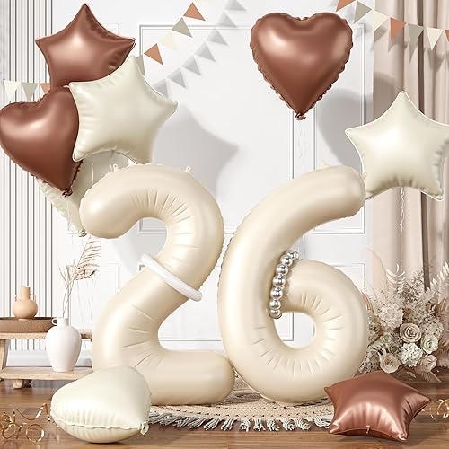 Miniatura 13 de Globos rosa pastel 25, juego de globos rosa bebé número 25, globo de papel de aluminio con estrella y corazón rosa con globo largo para mujeres y