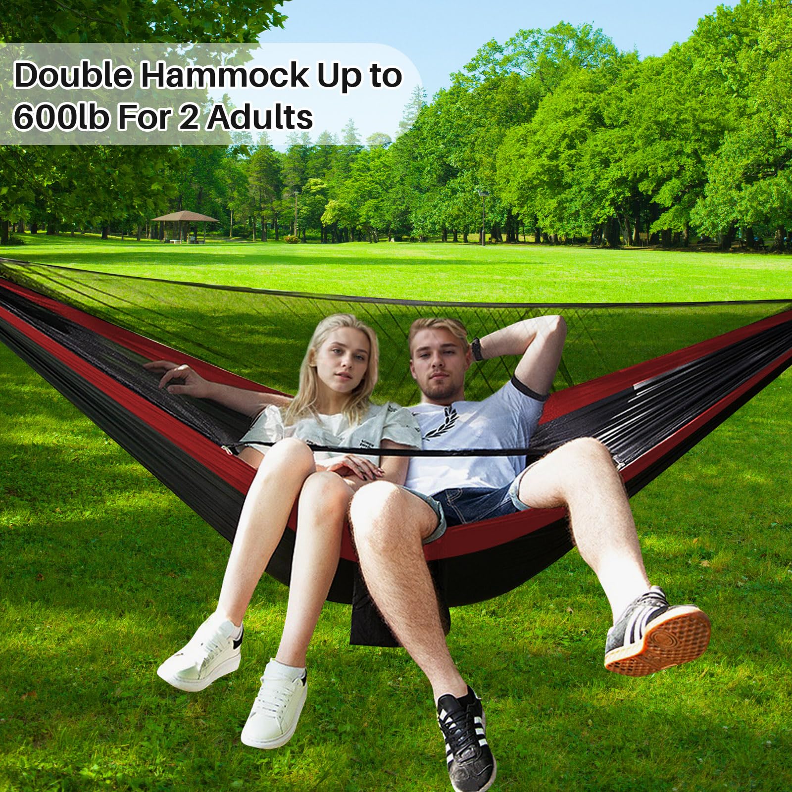 LFL Camping Hammock With Mosquito Net, Portable Hammock With Net, 1 & 2Persons Outdoor Swing Hammock, Nylon Parachute Material Outside Quick Opening, Hiking Travel Courtyard (Green