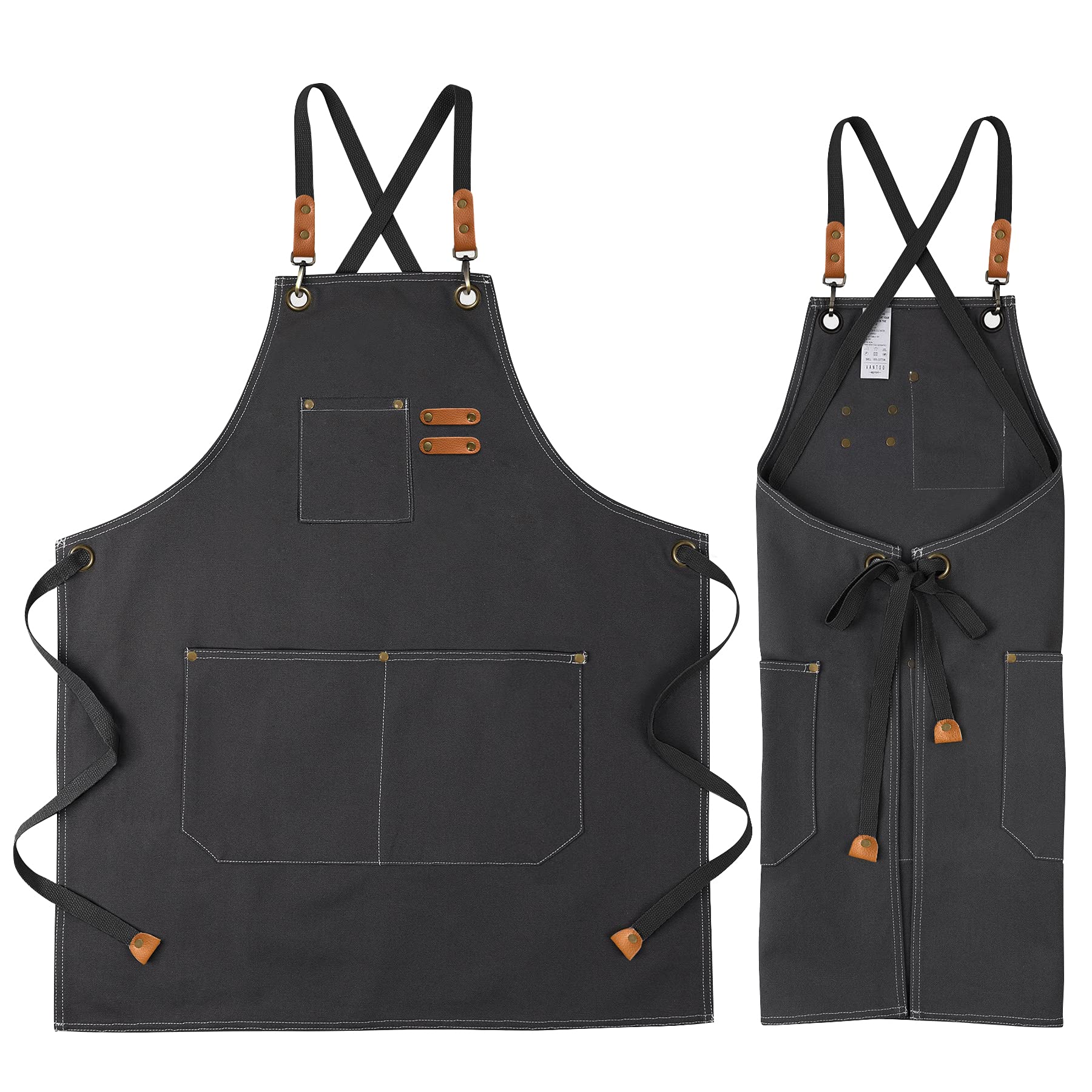Newthinking Canvas Apron for Men, Heavy Duty Work Apron with Pockets, Waterproof Wear-resistant Tools Apron for Garden, Craft Workshop and Garage