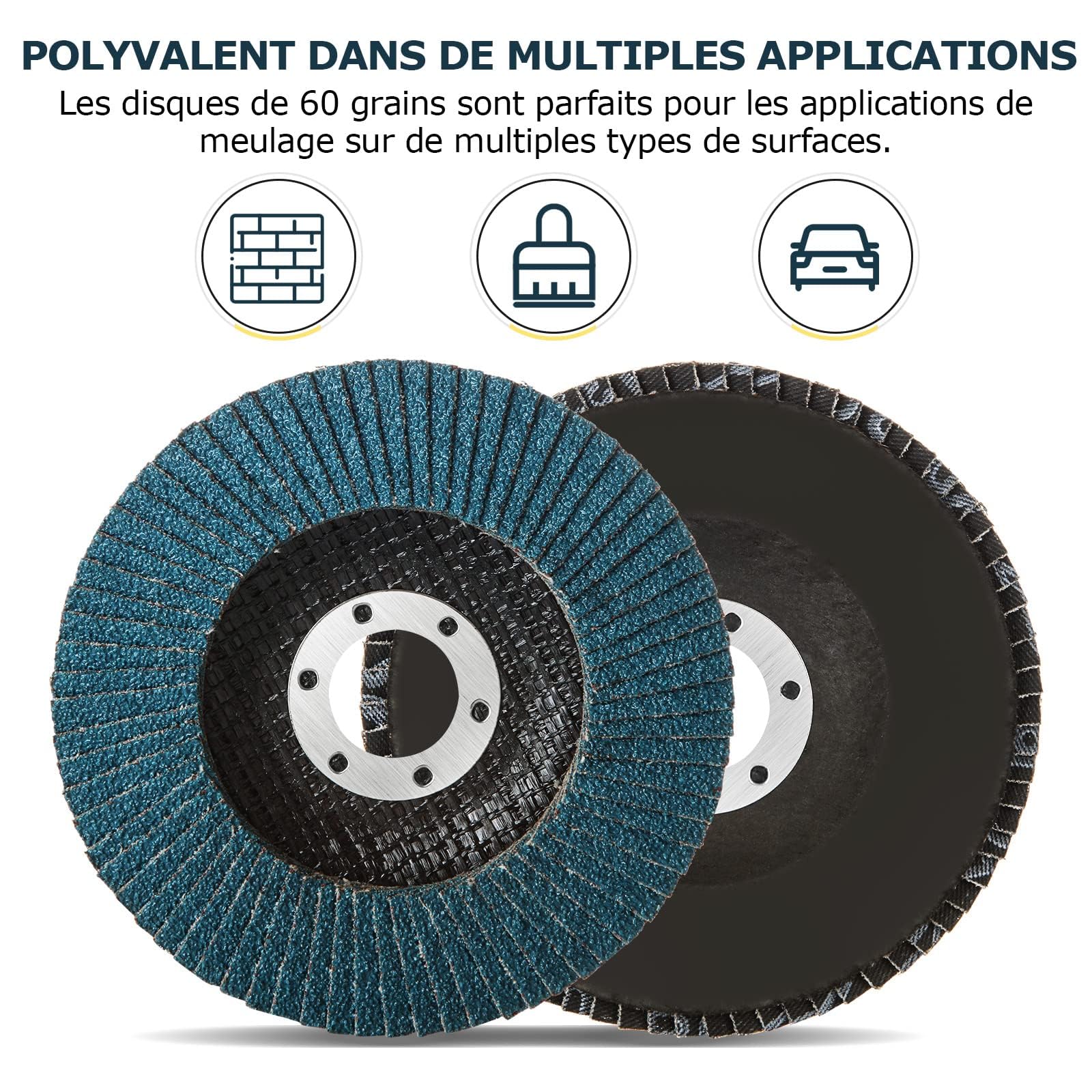 ASelected Lot de 20 Disques à Lamelles de Qualité Professionnelle 125 mm Grain 60, Disques Abrasifs à Lamelles pour Métal Enlever Ebavure, Rouille, Polissage, Finition