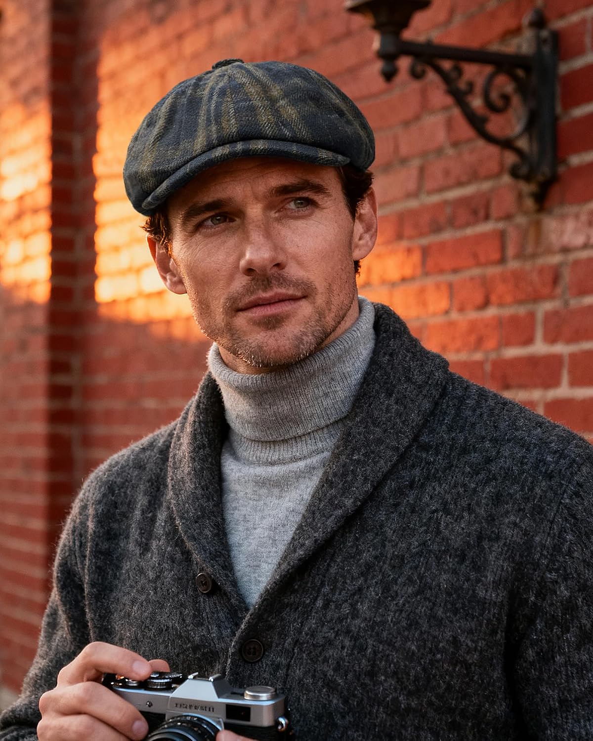 Croogo Men's 8 Piece Newsboy Flat Cap Cotton Newsboy Gatsby Ivy Cap Cabbie Driving Hat Octagonal Golf Beret Hat Scally Hats