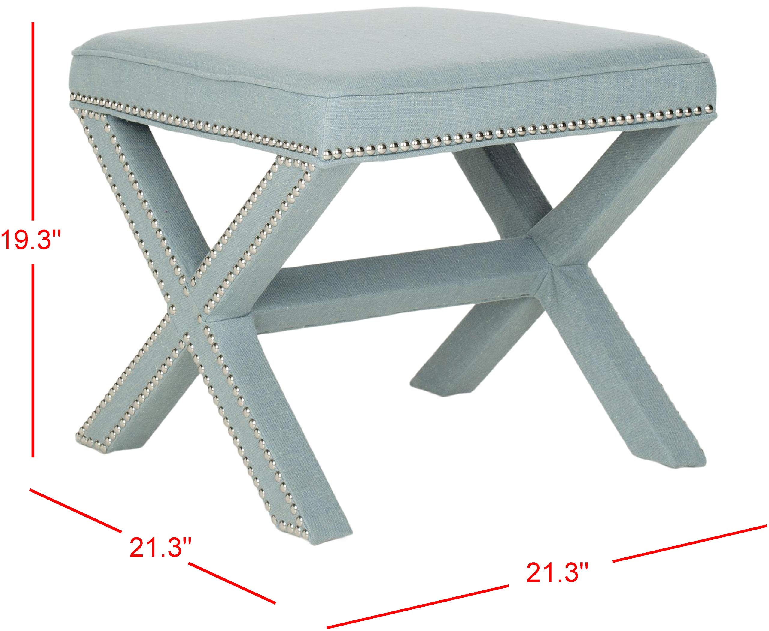 希少　Safavieh Palmer Ottoman　オットマン　グレー Amazon.com: Safavieh Home Collection Palmer Sky Blue with Silver