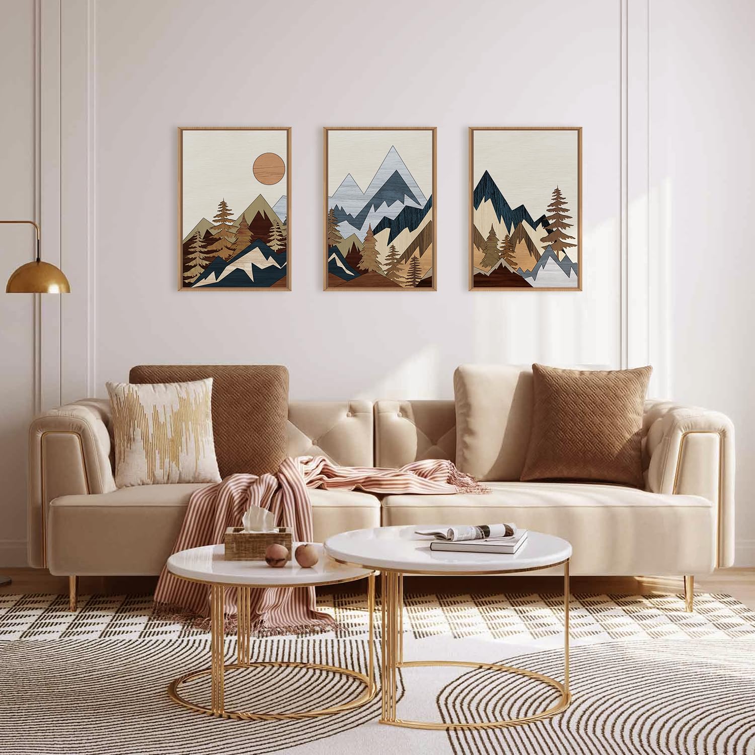Amazon.com: HOURIA Mid Century Mountain Woodland Framed Wall Art
