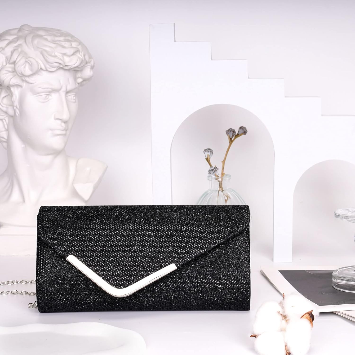 Larcenciel Clutch Purses for Women, Shiny Sequin Envelope Clutch Evening Bag with Chain, Fashion Sparkly Party Prom Purse - Image 3