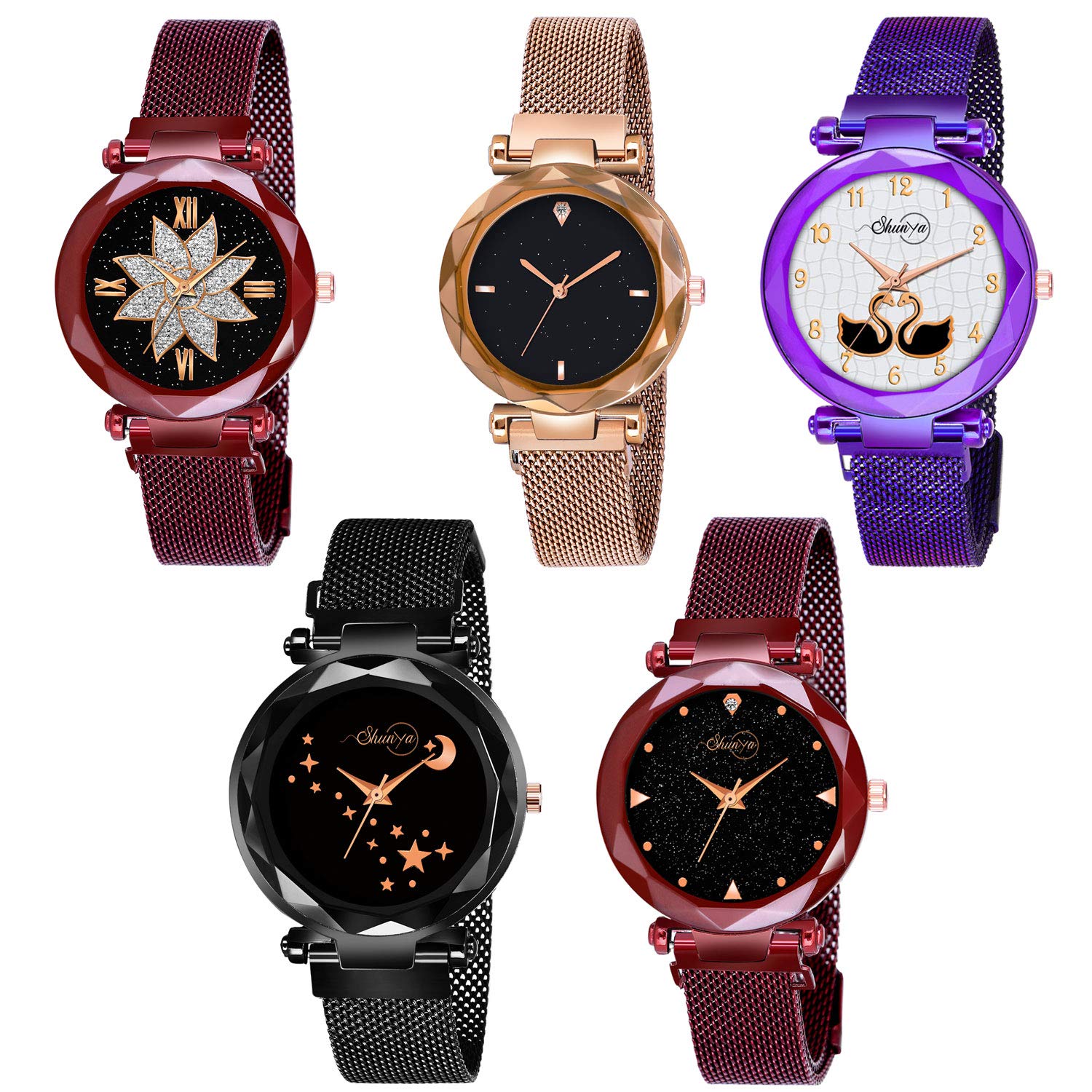 Shunya New Luxuries Looking Magnet Buckle Starry Sky Quartz Analog Watches for Girls Combo Pack-05 (B09176KTLP) Amazon Price History, Amazon Price Tracker