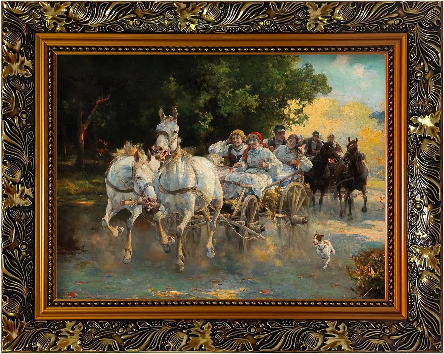 Akfado Ornate Canvas Frame for 24x36 Oil Painting, Classic Ornate Art Frame for Old Prints Artwork, Vintage Gold Wall Decor for Bedroom Dining Room Kitchen (No Front Cover & Backboard) 24x36"