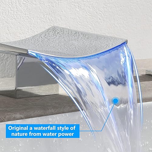 Miniatura 6 de SKOWLL Grifo de baño de 3 agujeros cromados, 8-16 pulgadas, grifos de baño generalizados para montaje en cubierta, 3 piezas, grifo de fregadero de