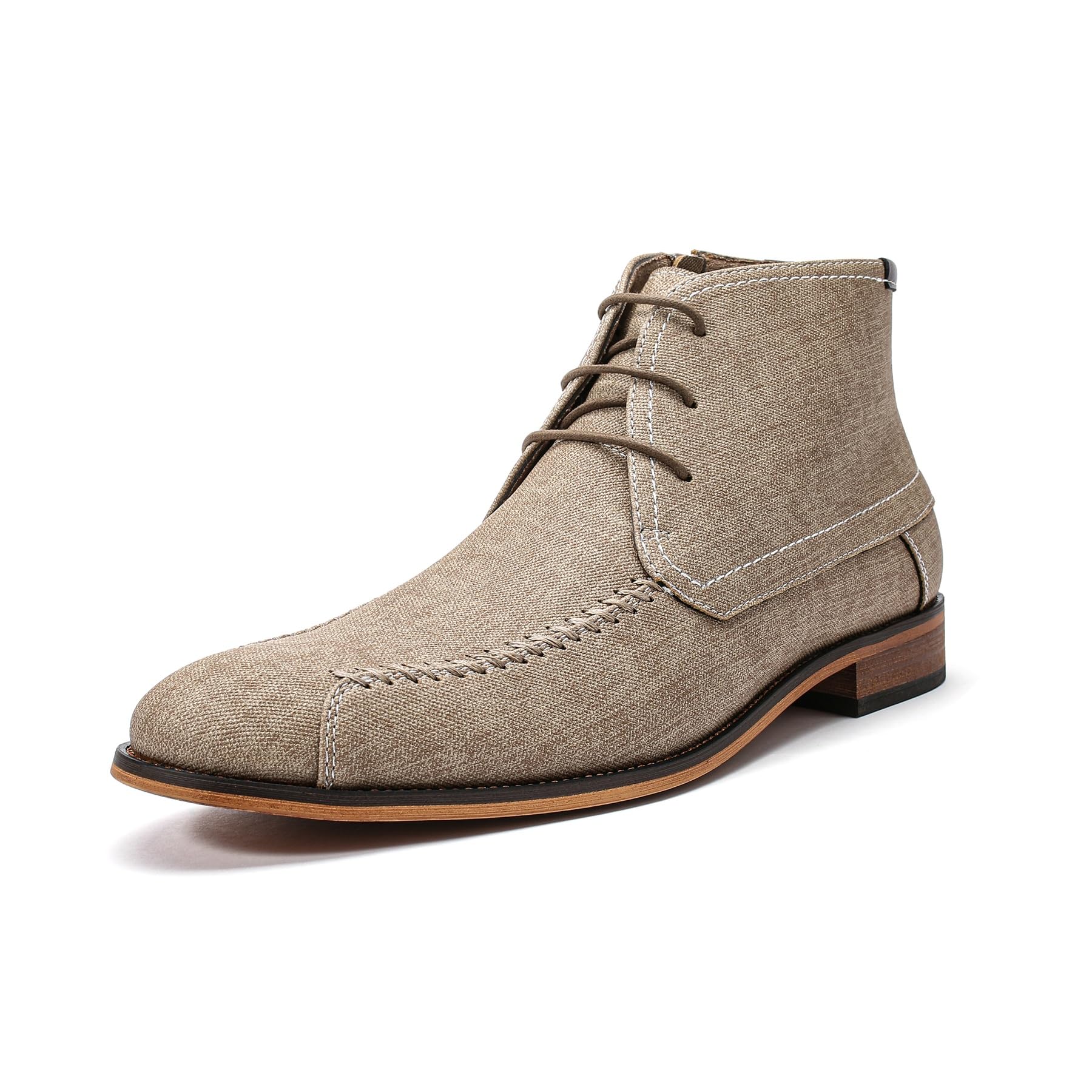 Allthemen Stivali da Uomo Chelsea Classici Lacci Stivaletti Vintage Casual Chukka Boots Suola in Gomma