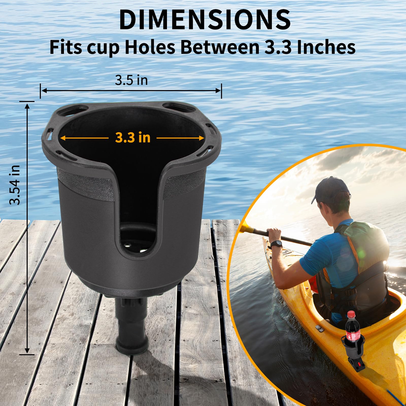Xproutdoor Kayak Cup Holder with Mount Bracket - Kayak Drink Holder and Fishing Tool/Lures Storage - Kayak Accessories for Fishing - Kayak Track Mount Installation