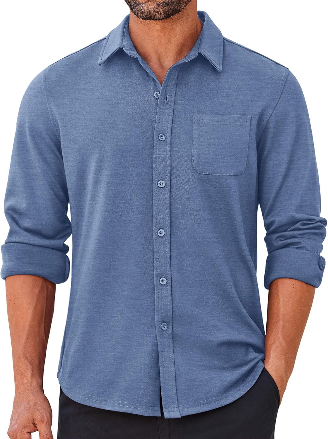 COOFANDY Mens Long Sleeve Wrinkle Free Shirts Casual Button Down Stretch Dress Shirt with Pocket